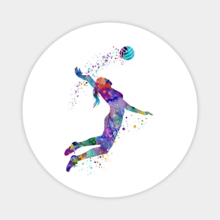 Volleyball Girl Watercolor Painting Art Print Sports Gifts Magnet